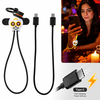 Câble de charge rapide 60W USB-C vers USB-C anti-chute avec bracelet cadeau Mexique et motif Crâne Jour des Morts invisible