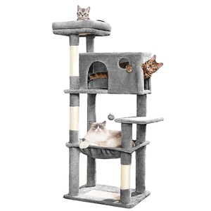 <strong>Large</strong> <strong>Cat</strong> <strong>Tree</strong> Tower: 53&quot; Tall, Super Spacious Condo, Wide Perch, Scratching Posts, Grey, Indoor Kittens Furniture - Product Image 1