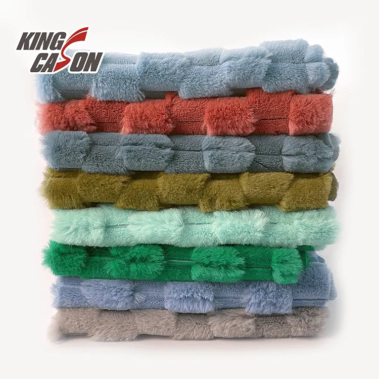 KINGCASON China Fábrica 100% Poliéster Tartaruga Shell Design Grosso Luxo 320gsm Jacquard Faux Fur Tecido Para O mercado Egípcio