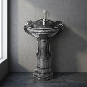 Juego de Lavabo con Pedestal de Porcelana Sanitaria, Modelo Big Sterling, Acabado Rojo Brillante, Fácil de Limpiar, Ecológico, Diseño Moderno - Product Image 2