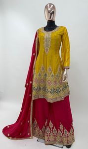 Costume Salwar Kameez avec chinon pour occasion spéciale de festival de fête le plus vendu Costume Salwar de mariage avec broderie lourde - Product Image 6