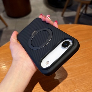 Funda de Teléfono con Textura de Fibra de Carbono de Lujo para iPhone 14 15 16 17 Pro Max Plus Air con Soporte Magnético de Metal, Carcasa Mate Antigolpes - Product Image 4