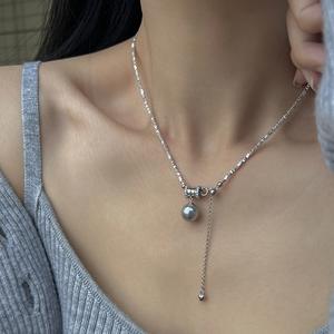 Collar de Plata Pura S925 con Perla Shijia, Luz Fría, Nácar Blanco Australiano, Partículas Grandes, Redondas, Efecto de Luz Fluida - Product Image 4