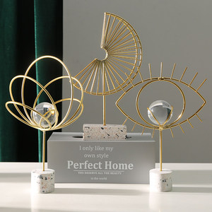 Light Luxury Geometric Metal &amp; Crystal Ornaments <strong>Nordic</strong> Handmade Home Decor for Living Room Entrance Everyday Gifting - Product Image 1