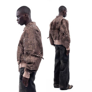 DIZNEW marchio di abbigliamento di lusso produttore personalizza <span class=keywords><strong>uomo</strong></span> di personalità della moda giacca <span class=keywords><strong>Jeans</strong></span> pesante Wash giacca di <span class=keywords><strong>Jeans</strong></span> per gli uomini - Product Image 2