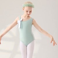 BX4093 Leotard Balet Tali Spaghetti untuk Anak Perempuan dengan Pita, Kostum Senam Tari Elastis untuk Latihan dan Pertunjukan