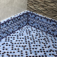 Accessoires de piscine en gros : Bordure d'angle en carrelage céramique bleu émaillé pour piscine