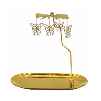 Moulin à vent rotatif doré, porte-bougie papillon tealight, carrousel en métal