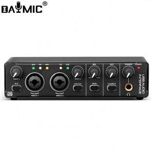 Interfaz de Audio Profesional de 2 Canales, 2 Entradas y 2 Salidas, Equipo de Grabación para Computadora, Canto en Vivo, Mezclador de Guitarra Externo USB - Product Image 1