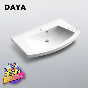 洗面台浴室シンク高級長方形白い固体高品質モダン焼結石樹脂