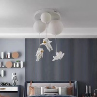 Lampe LED 3D Astronaute de Dessin Animé, Pendentif Lune, Style Crème, pour Chambre d'Enfant, Alimentation CA, IP44