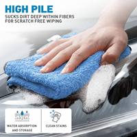 Chiffon de nettoyage multi-usages en microfibre pour intérieur et extérieur, à poils courts, double face, absorption rapide, serviette d'entretien automobile 350GSM