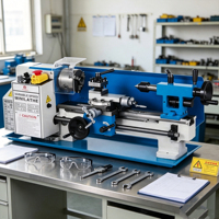 550W Leichte Horizontale Metalldrehmaschine mit 7-Zoll-Schwingdurchmesser, ISO30 Spindelkonus, 8-Stationen-Werkzeughalter, Hochpräzise Motorisierte Maschine
