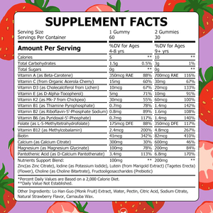 Private Labels Strawberry Taste Dental Support <b>Gummy</b> <b>Candy</b> with Zinc Boost Energy Levels Calcium Multivitamin Gummies for Kids - Product Image 2