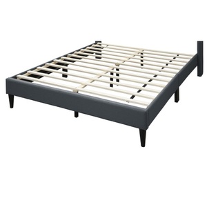 Modern Luxurious French Eye-<b>Catching</b> Queen Size Bed Charcoal Burlap Fabric Eco-Friendly Durable Unique Diamond Headboard Frame - Product Image 6