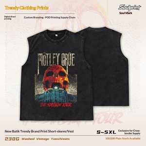 T-shirt Vintage Americana Retrò in Cotone Lavato e Invecchiato, Stampa Motley Crue, Manica Corta, Vestibilità Ampia, Stampa Digitale Diretta - Product Image 2