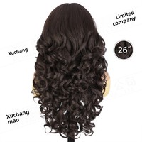 Perruque Lace Front Yaki Longue Bouclée pour Femmes Européennes et Américaines, Sans Teinture Requise, Coiffure de Commerce Extérieur 13*6