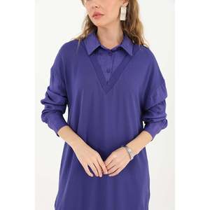 Túnica Elegante Morada para Mujer Puane con Detalles de Cuello Camisero, Tela Suave y Cómoda para Uso Diario y Ocasiones Especiales - Product Image 5