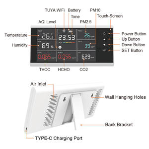 Dienmern 2025 Tuya Sensor suhu, layar sentuh WIFI multifungsi <span class=keywords><strong>Monitor</strong></span> kualitas udara <span class=keywords><strong>CO2</strong></span> PM2.5/10 kelembapan - Product Image 2