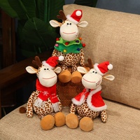 Boneka Jerapah Natal dengan Topi Santa, Mainan Jerapah Plush Lembut untuk Anak-anak dan Dewasa, Hadiah Natal yang Meriah