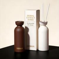 Botol Diffuser Kosong Premium Desain Baru 200ml Botol Aromaterapi Bulat Coklat Hitam Amber Botol Kaca Reed Diffuser dengan Kotak