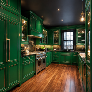 Mobili da <span class=keywords><strong>Cucina</strong></span> Verdi Personalizzati Direttamente dalla Fabbrica Set di Armadi Moderni in Legno per Appartamenti Ville Hotel e Progetti - Product Image 1
