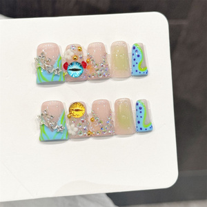 Uñas Acrílicas Postizas Largas Hechas a Mano, Uñas de Pato Engrosadas, Uñas Falsas 3D Reutilizables Adhesivas - Product Image 4