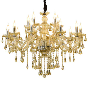 Lámpara Colgante de Cristal Dorado con Base para Bombilla E26, LED Blanco Cálido de 3500K, Altura Ajustable, Acero Inoxidable, Garantía de 5 Años - Product Image 1