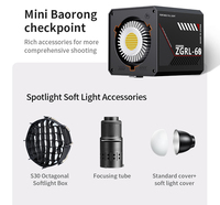 ZGRL60 Mini Projecteur Portable 60W COB pour Éclairage d'Appoint Professionnel Vidéo, Scène et Streaming en Direct