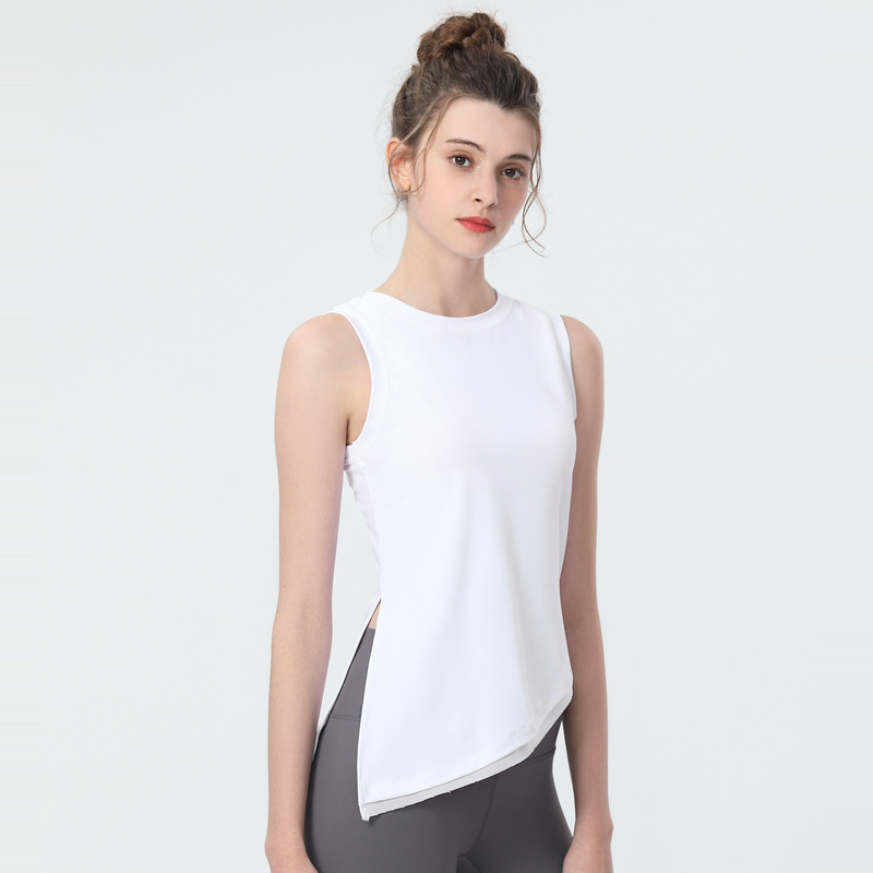 Aoyema Wholesale Solid Color Breathable Open Side Yoga Clothes Workout Sleeveless T-shirt Running Smock Tank Top Loose GYM Vest