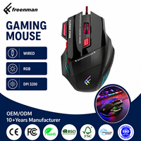 Souris de jeu pour ordinateur portable, tablette, PC, souris filaire RGB DPI 3200 avec logo personnalisé