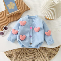 Nouvelle Robe Cardigan en Tricot Doux à Motif Cœur 3D pour Filles – Manteau Tricoté Doux et Adorable pour Enfants