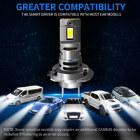 Nouveau phare de voiture LED universel V1 H7 en ligne avec mini ampoule 6000k lumineuse infinie à 16 cœurs et ventilateur d'aileron