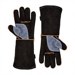 Guantes de Soldadura BBQ de Polietileno Antideslizantes de Doble Capa con Aislamiento Térmico, Forro de Franela en la Palma y Puño de Guante de 14 Pulgadas de Largo para Trabajo - Product Image 2