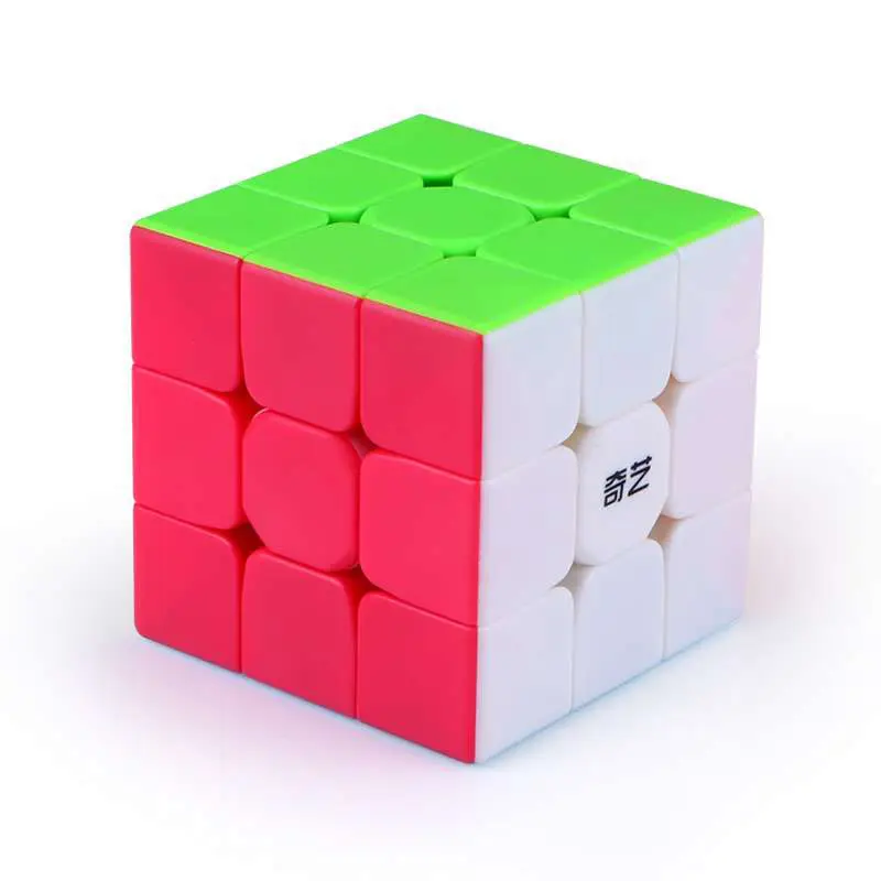 최신 저렴한 QiYi 전사 S 3x3x3 컬러 스티커없는 교육 속도 매직 퍼즐 인쇄 큐브 장난감 교육