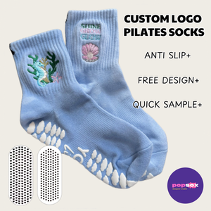 Logotipo Personalizado Anti Slip Ginásio Meias Novo Estilo Algodão Grippy Respirável Pilates Fita Bordado Yoga Antiderrapante Grip das mulheres - Product Image 1