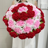 Dropshipping Handgefertigter Gestrickter Roter Rosenstrauß Künstliche Häkelblumen Hochzeitsgeschenk Muttertag Ostern Weihnachten