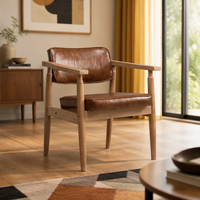 Chaise de salle à manger MULIGNA en bois massif japonais pour café, restaurant, salon, fauteuil lounge avec accoudoirs en bois