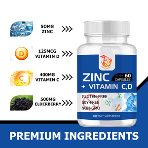 Cápsulas de Zinc, Vitamina C y D al por Mayor de Fábrica con Vitamina C y Saúco, Suplementos Dietéticos para la Función Inmunológica - Product Image 2