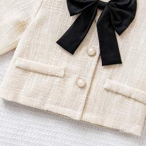 Alta Qualidade Primavera Outono Novo Modelo Crianças Roupas de Moda Manga Longa das Meninas Bow Jacket & Saia Plissada 2 Peças - Product Image 6