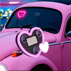 Nouvelles lumières d'ambiance LED solaires en forme de cœur pour voiture - Lumières décoratives néon multicolores 6V 2W pour la décoration intérieure - Product Image 2