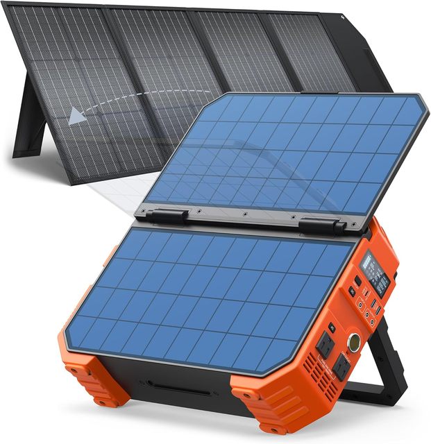 1600W Solar Generator Power Station With Built in Solar Panel AC DC USB PD Outputs for Camping RV Power Outage Emergency