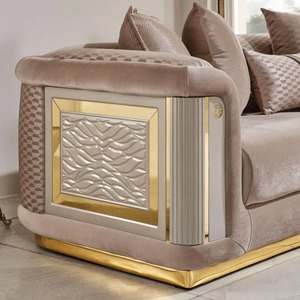 Sortie d'usine luxe européen or Rose jambe <span class=keywords><strong>blanc</strong></span> Chesterfield canapé <span class=keywords><strong>velours</strong></span> tissu bouton tufté salon canapé ensemble meubles - Product Image 4