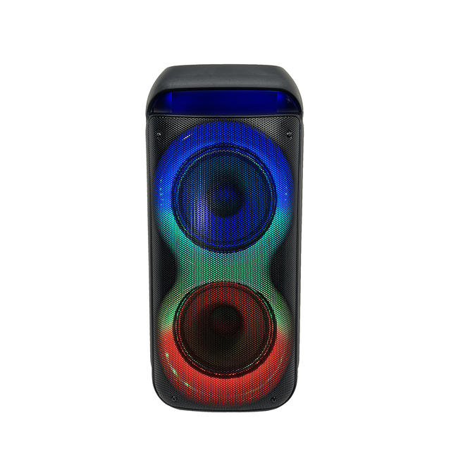 Portable 60W RGB LED for 5.0 2.0 Channel Outdoor Party Speaker Dual 8" Drivers FM Hifi Wireless Mic 3600mAh Battery