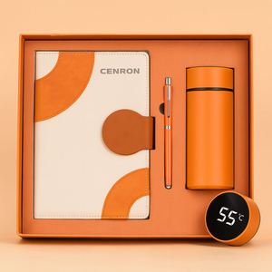 Ensemble cadeau personnalisé avec logo imprimé UV, broderie, carnet A5, stylo, bouteille, journal en cuir PU avec gourde isotherme pour promotions d'entreprise - Product Image 3