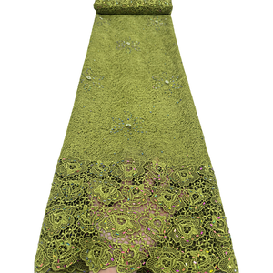 Tissus en dentelle guipure africaine NI.AI de haute qualité, broderie nigériane avec pierres pour la couture de vêtements de fête - Product Image 4