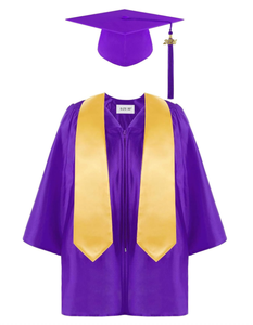 Conjunto de gorro de vestido de graduación de jardín de infantes preescolar de Color verde con borla y faja de graduación para la parte superior del tamaño del niño - Product Image 6