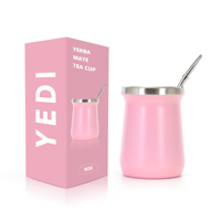 Gourde Yerba Mate isolée sous vide à double paroi de 8oz en acier inoxydable Tasse Yerba Mate avec tasse Bombilla Mate