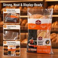 Sac d'emballage pour pain en plastique transparent de qualité alimentaire CPP imprimé sur mesure, résistant aux déchirures, pour boulangerie