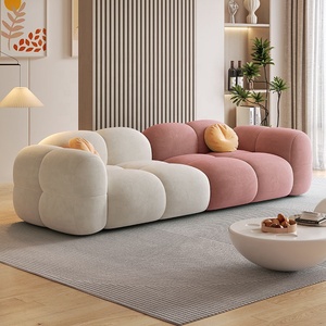 Bắc Âu Kem vải cừu len thẳng sofa ánh sáng thiết kế sang trọng cho gia đình nhỏ phòng khách Net Đỏ - Product Image 3